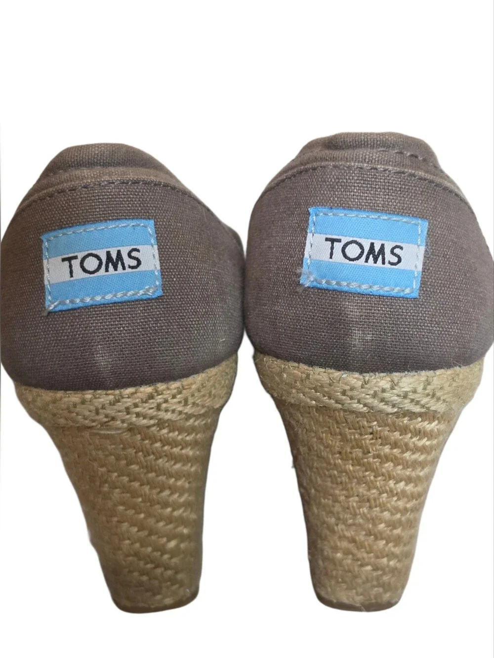 Toms Taupe Wedge Espadrille Peep-Toe